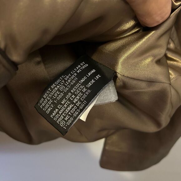 Worthington Genuine Lambskin Leather Coat Jacket Women’s XL metallic gold money - Picture 5 of 8